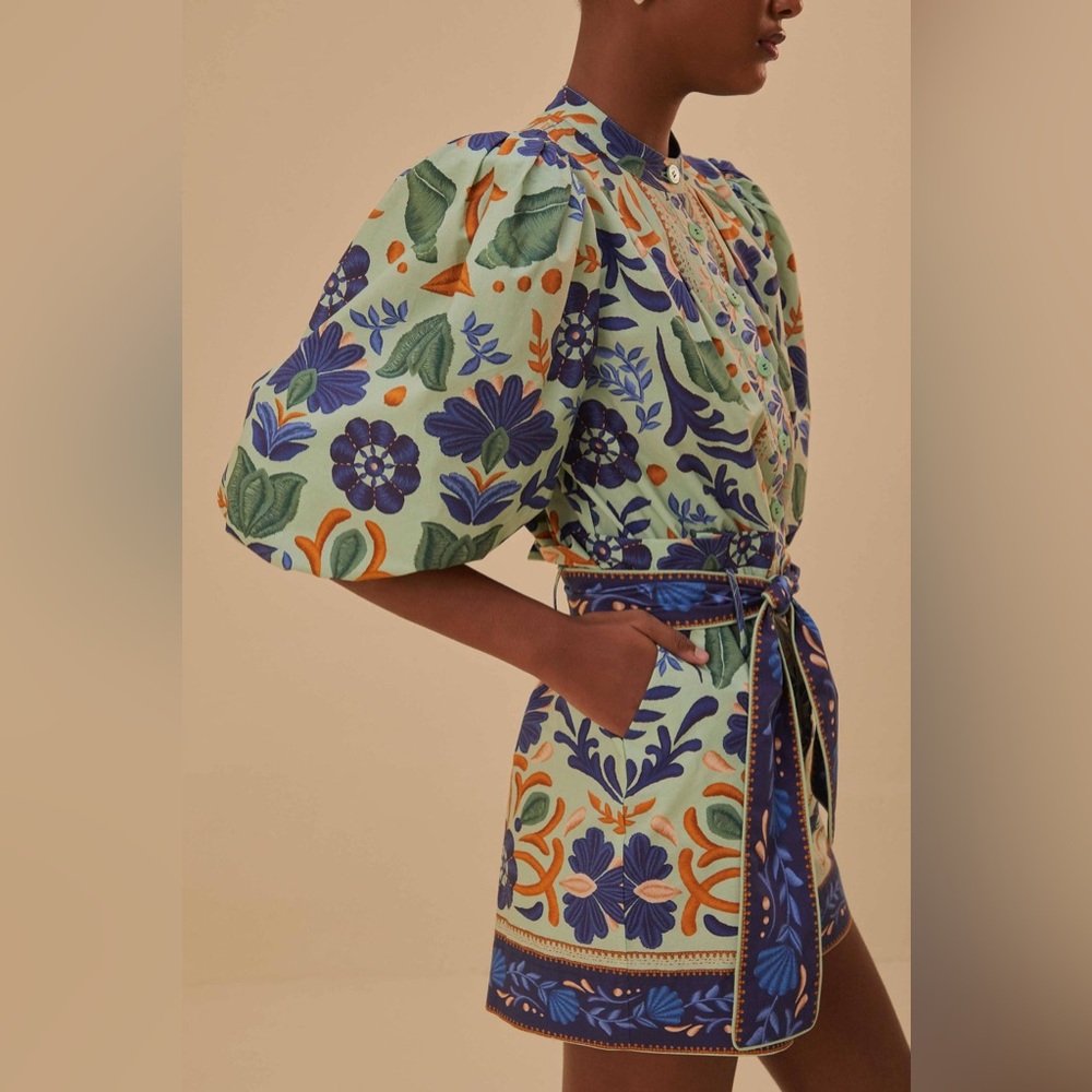 FARM Rio Ocean Tapestry Green Romper - Picture 9 of 14